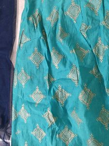 Teal &amp; Gold Print Skirt Set