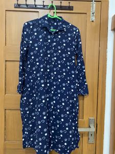 Navy Polka Dot Long Sleeve Dress