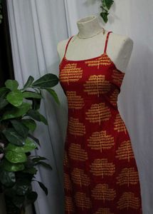 Max Red Color Printed Aline Dress