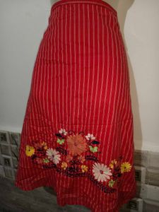 🎄Buy 1, Get 1 Free🎁Red Striped Embroidered Skirt