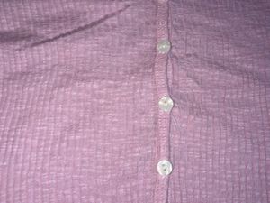 Pink Knit Button-Up Top