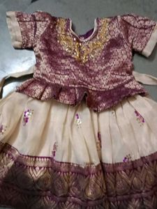Kids' Ethnic Wear: Purple & Cream Frock