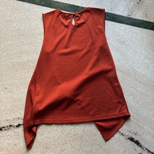 Rust Orange Sleeveless Top