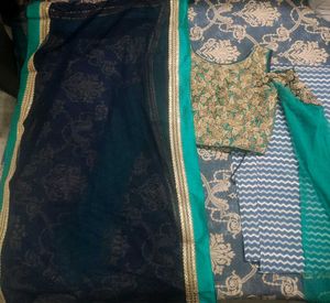 Embroidered  Green &amp; Gold Lehenga with Sleeves