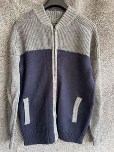 Two-Tone Zip Knit Cardigan
