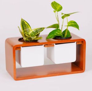 Eco Wooden Planter with Two Pots