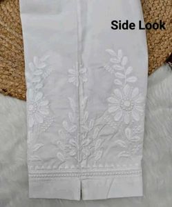 Women&#39;s White Chikankari Embroidered Pant