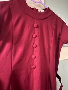 Hq Maroon Solid Maxi Dress Size M