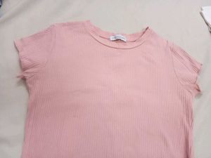 Pink Ribbed Crop Top