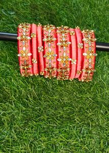 Red &amp; Gold Beaded Bangles