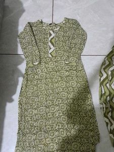 Green Printed Kurta Set