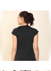 PUMAWomen Self Design Round Neck Black, Grey T-Shi
