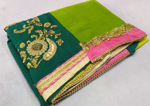 Elegant Green & Pink Saree Sale New