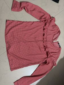 Red Gingham Ruffle Top
