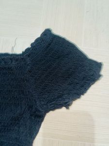 Black Ribbed Off-the-Shoulder Top