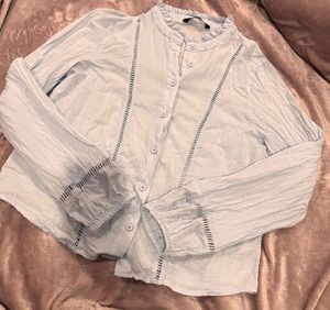 Chic Light Blue Button-Down Top