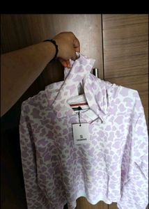 Lilac Cow Print Cropped Hoodie
