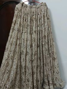 Elegant Beige Lehenga with Drape