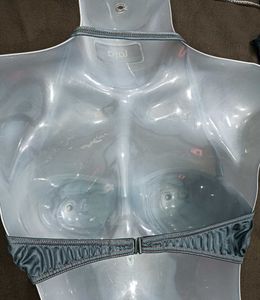 Black Bikini 🖤Top with Peach Stripe