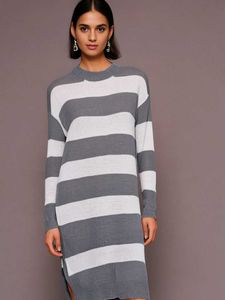 Korean Striped Sweater Dress