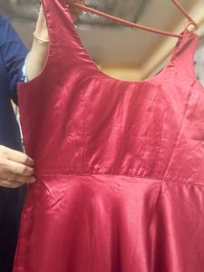 Pure Japan Satin Rose Red Floor Length Flowy Gown