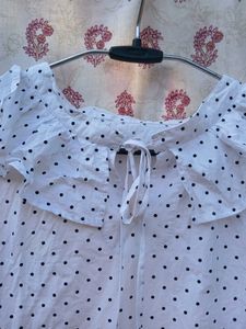 Polka Dot Ruffle Top
