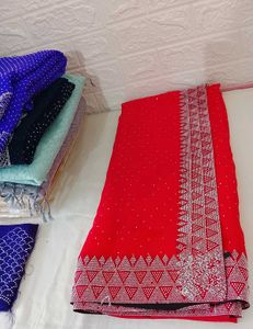 Red Embellished Saree