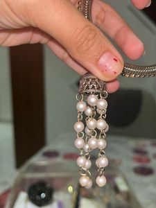 Silver Bangles attached Pearls