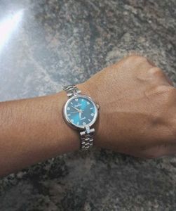 Delton Women's Silver Watch with Blue Face