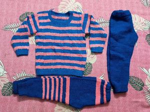 Baby Sweater With 2 Pjama Set
