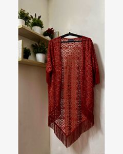 Rust-red Lace Kimono/Shrug
