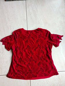 Red Lace Detail Top