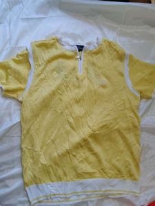 Vintage Yellow Quarter-Zip Knit Top