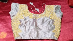 Green  and gry Embroidered Blouse