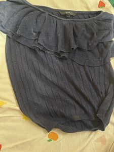 Navy Blue One Shoulder Top
