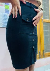 Black Button Down Pencil Skirt