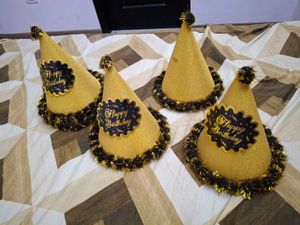 Birthday Caps -golden color with black and gold