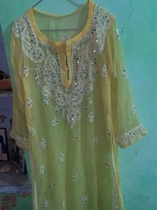 Yellow Embellished Kurti