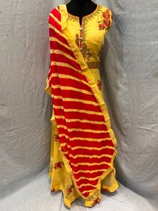 Yellow Embroidered Indian Dress