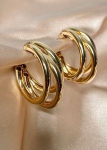 Pack Of 2 Gold Triple Hoop Earrings