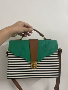 Stripes And Green Shoulder/Sling/Hand Bag