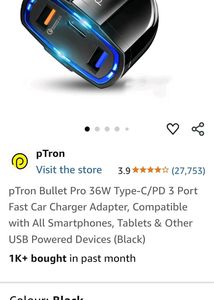 pTron Bullet Pro 36w Type C CAR Charger