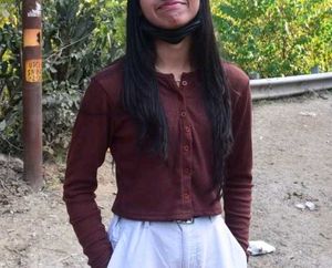 Brown knit Button-Down Crop Top