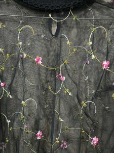Floral Embroidered Mesh Top