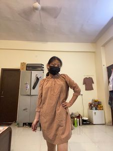cute loose fit brown dress