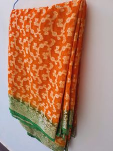 Embellished Orange Saree