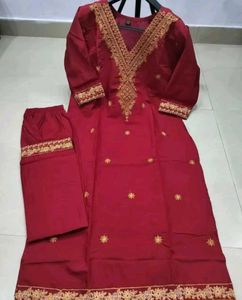 Maroon Embroidered Kurti