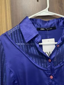 Zara Blue Satin Shirt