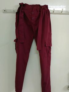 Mahroon Color Joggers - 26 Waist 14 Year Girls, Na