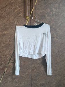 White Long Sleeve Crop Top